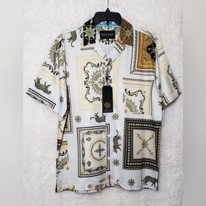 Baroque Gold Men’s Short Sleeve Button-Up Shirt – Size M